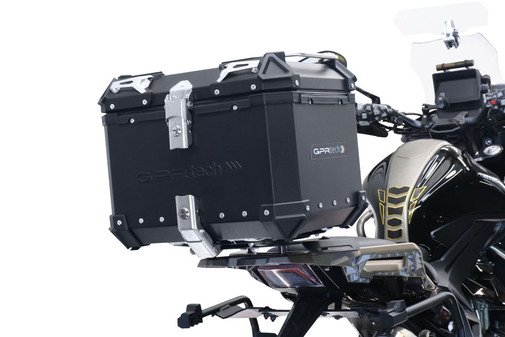 Top case GPR TECH compatible with  Zontes 350 T1 ADV 2022/2024 e5 GPR TECH Top case in aluminum, black color with specific plate included Capacity 55 LT.