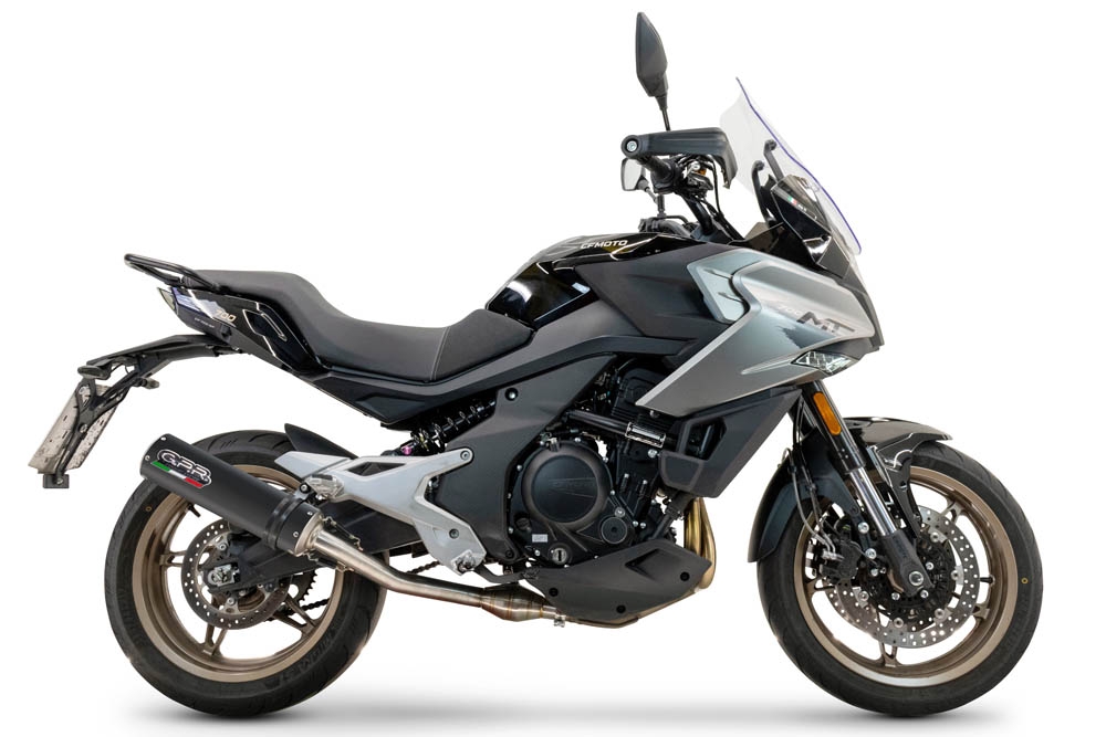 Exhaust compatible with Cf Moto 700 Mt 2023-2024, M3 Black Titanium, Slip-on exhaust including link pipe 