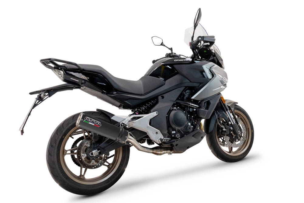 Exhaust compatible with Cf Moto 700 Mt 2023-2024, M3 Black Titanium, Slip-on exhaust including link pipe 