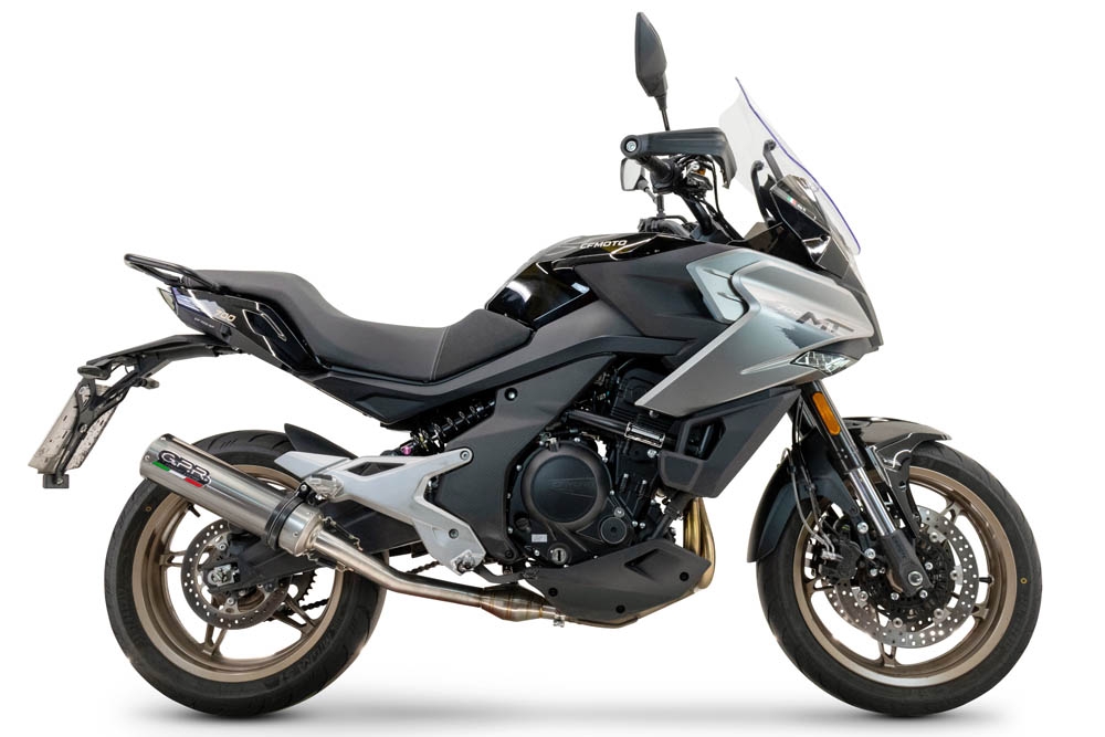 Exhaust compatible with Cf Moto 700 Mt 2023-2024, M3 Inox , Slip-on exhaust including link pipe and removable db killer 