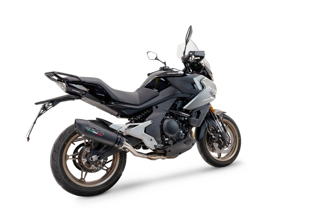 GPR exhaust compatible with  Cf Moto 700 Mt 2023-2024, New Grand Prix Evo Black Titanium, Slip-on exhaust including link pipe and removable db killer 