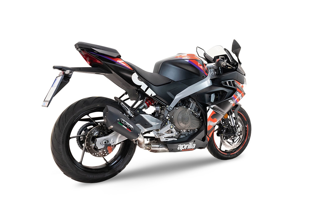 GPR exhaust compatible with  Aprilia RS 457 2024-2025, New Grand Prix Evo Black Titanium, Slip-on exhaust including link pipe and removable db killer 