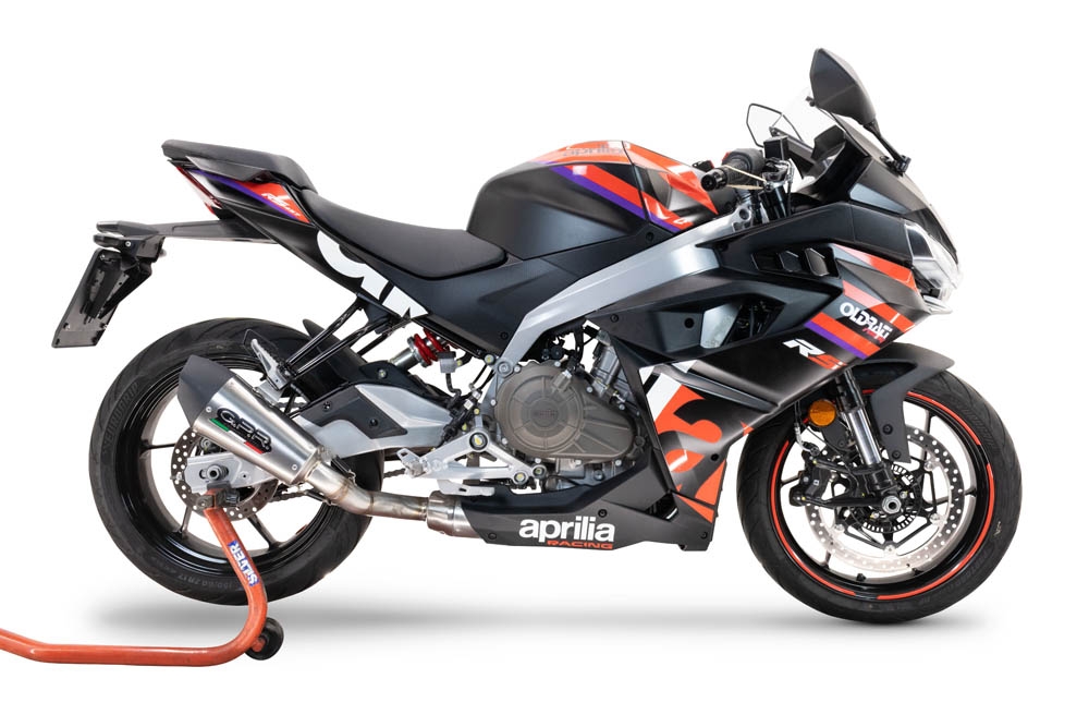 GPR exhaust compatible with Aprilia RS 457 2024-2025, New Grand Prix Evo Titanium, Racing full system exhaust, including removable db killer 