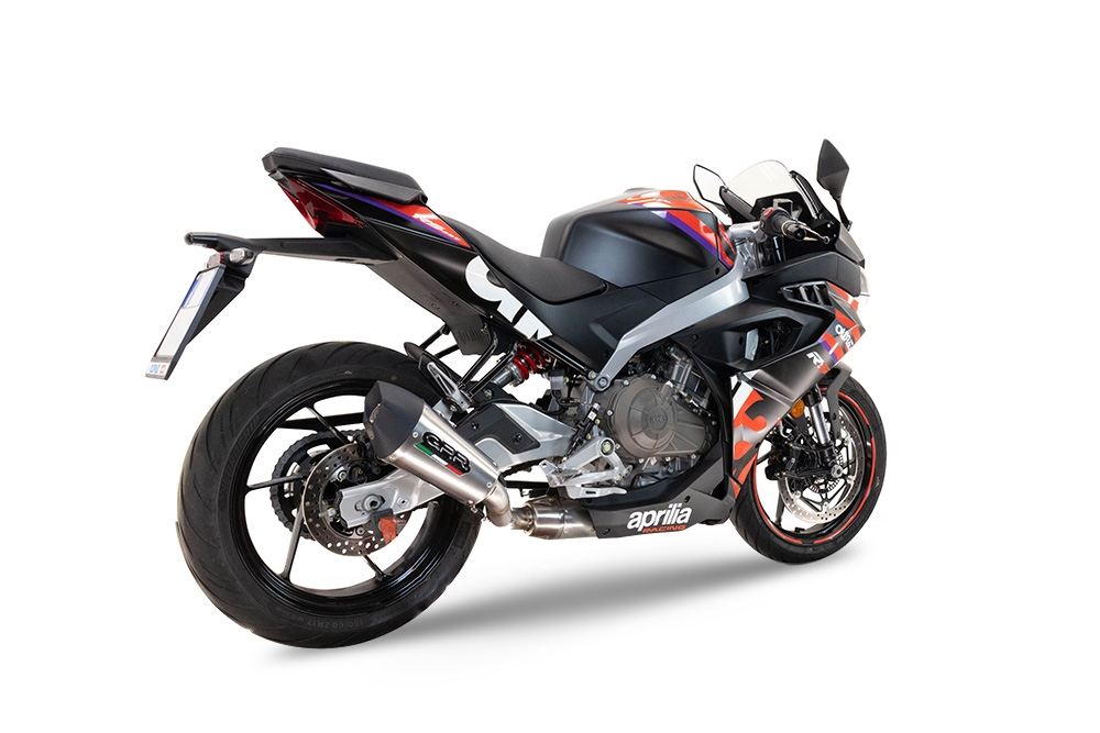 GPR exhaust compatible with Aprilia RS 457 2024-2025, New Grand Prix Evo Titanium, Racing full system exhaust, including removable db killer 