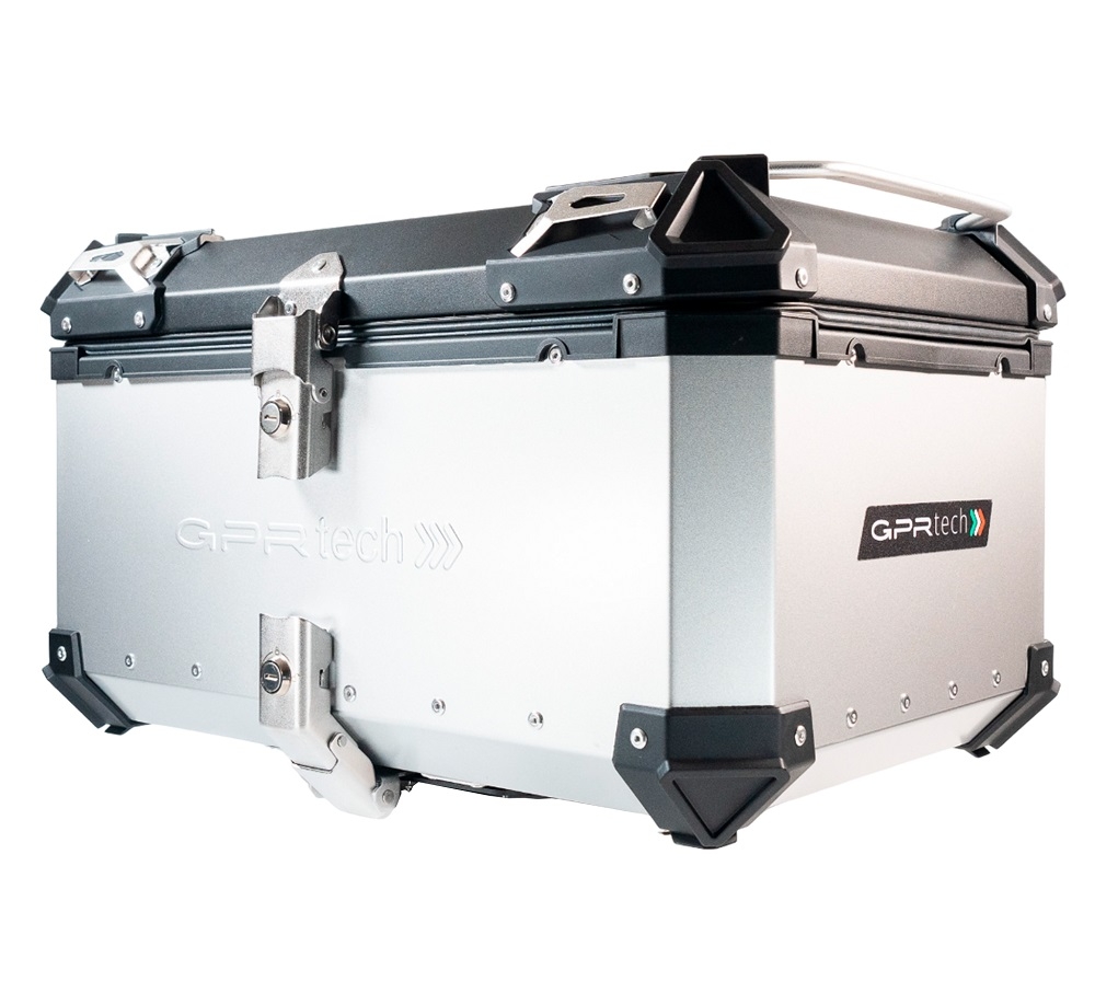 Top case GPR TECH compatible with  Suzuki V-Strom Dl 1000 2017/2019 e4 GPR TECH Top case in aluminum, silver color with specific plate included Capacity 55 LT.