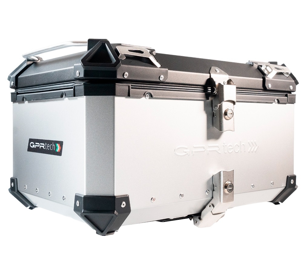 Top case GPR TECH compatible with  Suzuki V-Strom Dl 1000 2017/2019 e4 GPR TECH Top case in aluminum, silver color with specific plate included Capacity 55 LT.