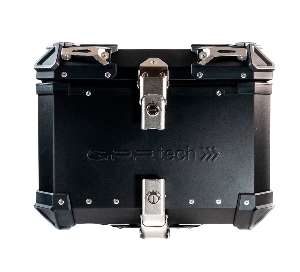 Top case GPR TECH compatible with  Royal Enfield Himalayan 450 2024/2025 e5 Plus GPR TECH Top case in aluminum, black color with specific plate included Capacity 35 LT.