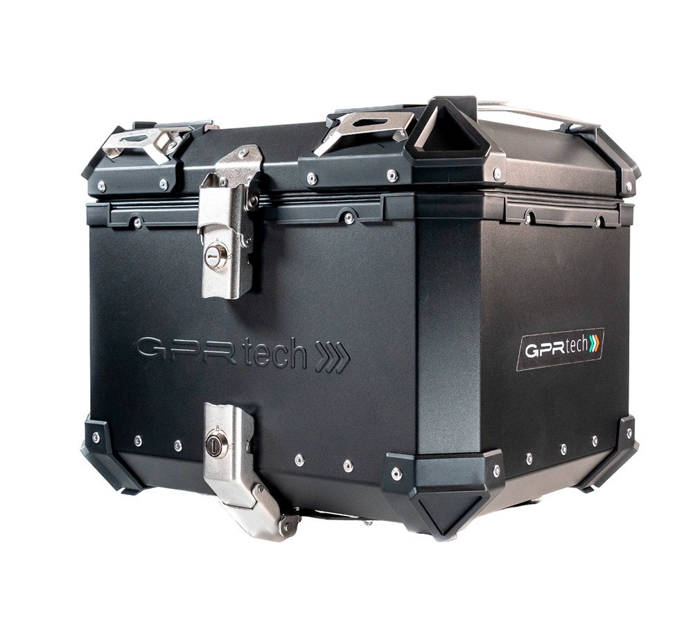 Top case GPR TECH compatible with  Royal Enfield Himalayan 450 2024/2025 e5 Plus GPR TECH Top case in aluminum, black color with specific plate included Capacity 35 LT.