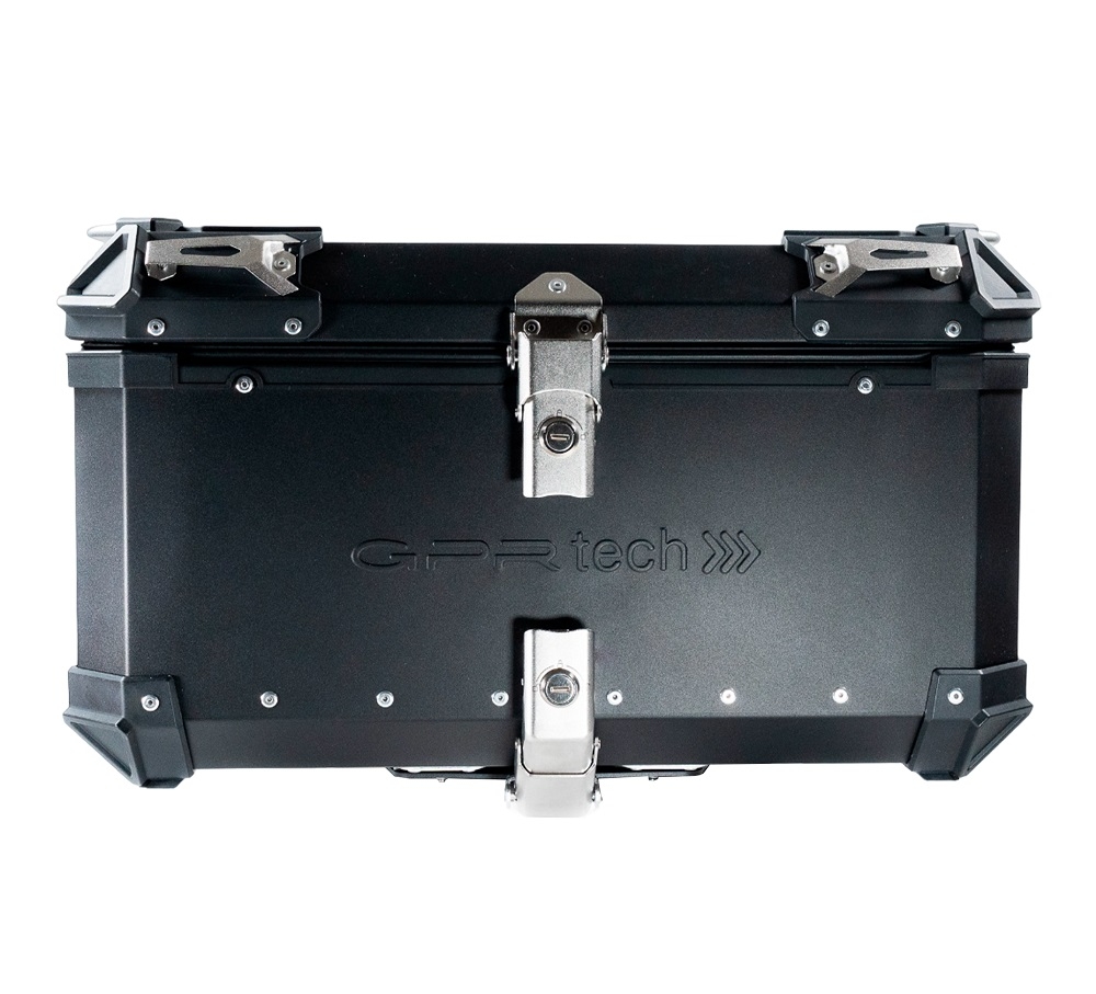 Top case GPR TECH compatible with  Suzuki V-Strom 1050 Xt/De 2020/2024 e5 GPR TECH Top case in aluminum, black color with specific plate included Capacity 55 LT.