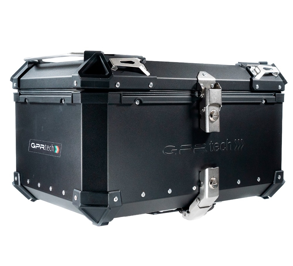 Top case GPR TECH compatible with  Suzuki V-Strom 1050 Xt/De 2020/2024 e5 GPR TECH Top case in aluminum, black color with specific plate included Capacity 55 LT.