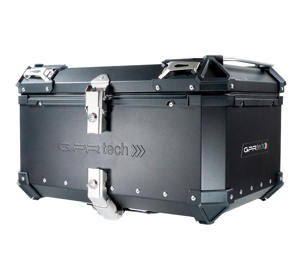 Top case GPR TECH compatible with  Suzuki V-Strom 1050 Xt/De 2020/2024 e5 GPR TECH Top case in aluminum, black color with specific plate included Capacity 55 LT.