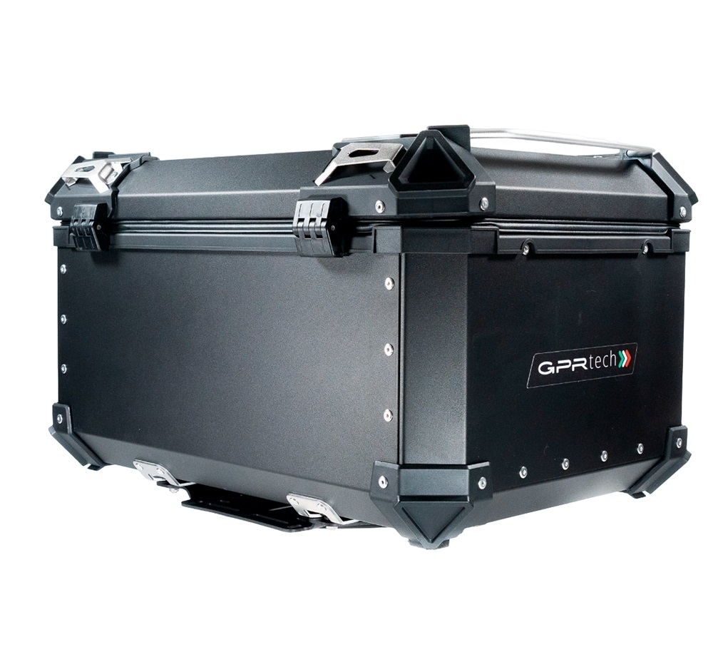 Top case GPR TECH compatible with  Suzuki V-Strom 1050 Xt/De 2020/2024 e5 GPR TECH Top case in aluminum, black color with specific plate included Capacity 55 LT.