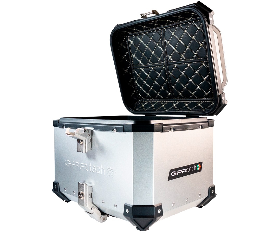 Top case GPR TECH compatible with  Benelli Trk 251 2019/2023 GPR TECH Top case in aluminum, silver color with specific plate included Capacity 45 LT.