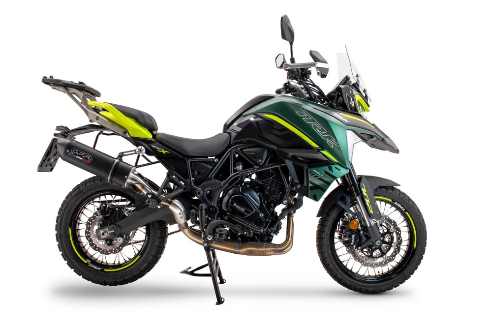 Exhaust compatible with Benelli Trk 702 2023-2024, Furore Evo4 Nero, Slip-on exhaust including removable db killer and link pipe, EPA-compliant 