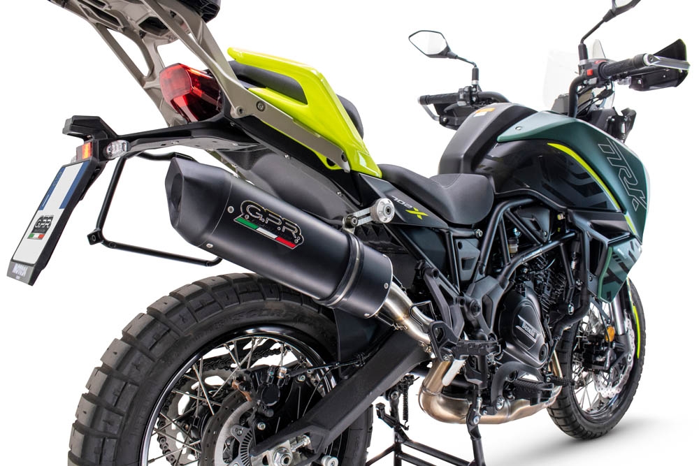 Exhaust compatible with Benelli Trk 702 2023-2024, Furore Evo4 Nero, Slip-on exhaust including removable db killer and link pipe, EPA-compliant 