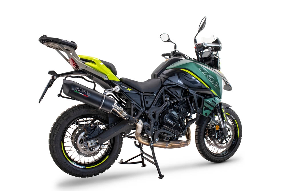 Exhaust compatible with Benelli Trk 702 2023-2024, Furore Evo4 Nero, Slip-on exhaust including removable db killer and link pipe, EPA-compliant 