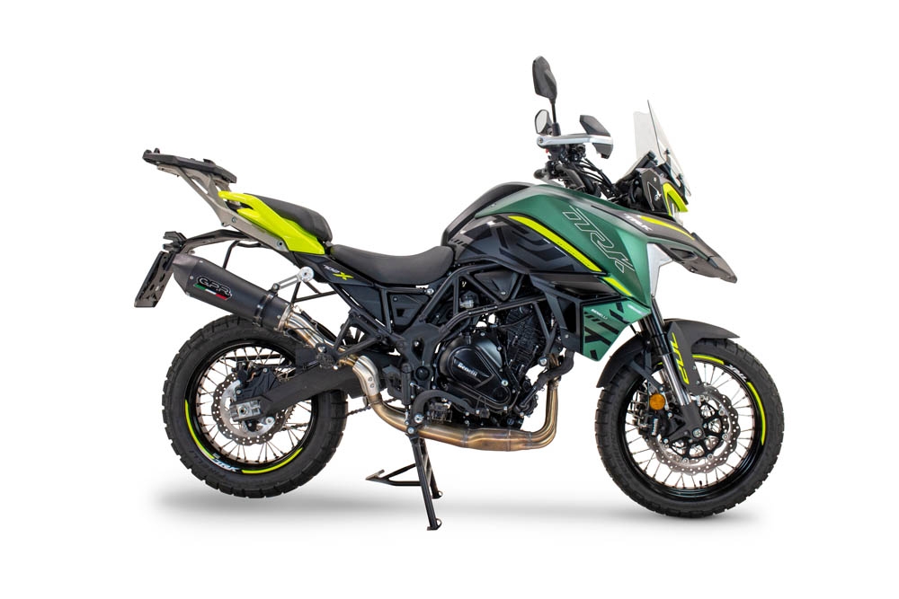 GPR exhaust compatible with  Benelli Trk 702  2023-2024, New Grand Prix Evo Black Titanium, Slip-on exhaust including removable db killer and link pipe, EPA-compliant 