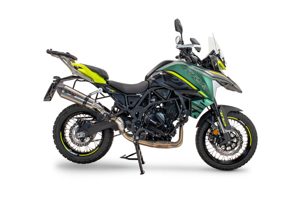 GPR exhaust compatible with  Benelli Trk 702  2023-2024, New Grand Prix Evo Titanium, Slip-on exhaust including removable db killer and link pipe, EPA-compliant 