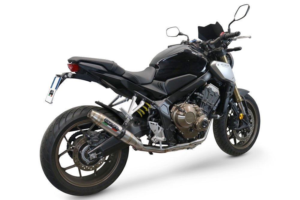 Exhaust compatible with Honda CB650R 2021-2023, Deeptone Inox, Full system exhaust, including removable db killer 