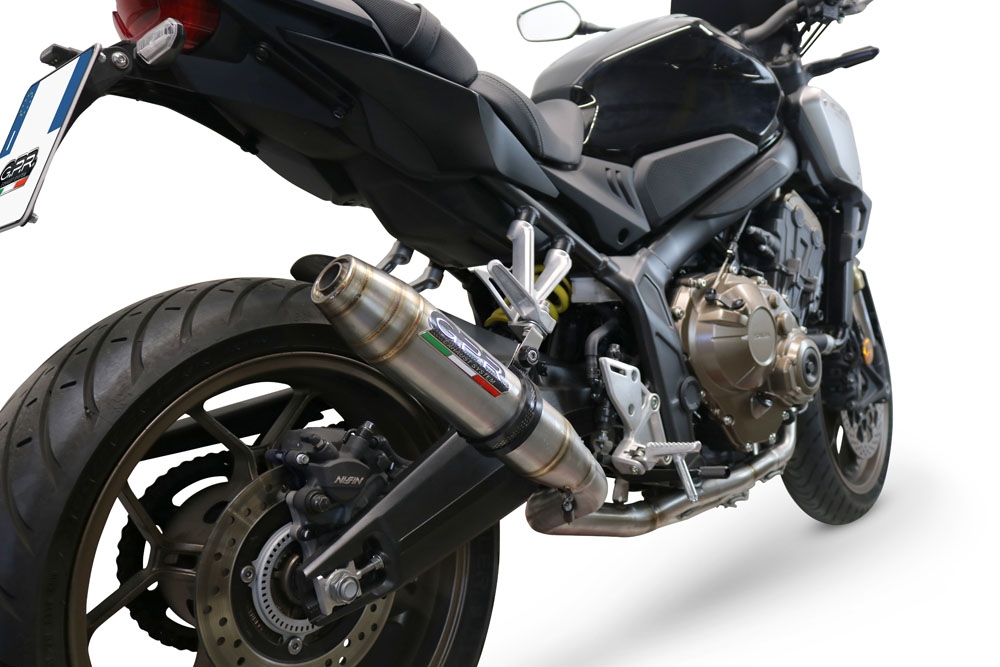 Exhaust compatible with Honda CB650R 2021-2023, Deeptone Inox, Full system exhaust, including removable db killer 