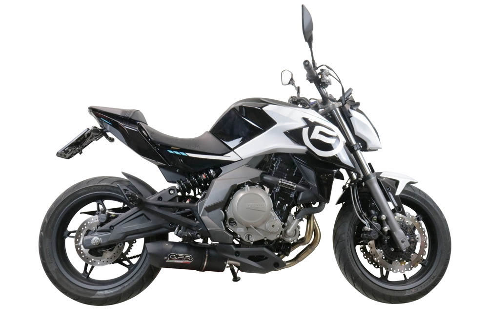 Exhaust compatible with Cf Moto 650 Mt 2021-2024, Furore Nero, Slip-on exhaust including link pipe and removable db killer 