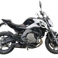Exhaust compatible with Cf Moto 650 Mt 2021-2024, Furore Nero, Slip-on exhaust including link pipe and removable db killer 