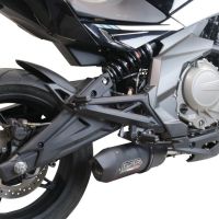 Exhaust compatible with Cf Moto 650 Mt 2021-2024, Furore Nero, Slip-on exhaust including link pipe and removable db killer 