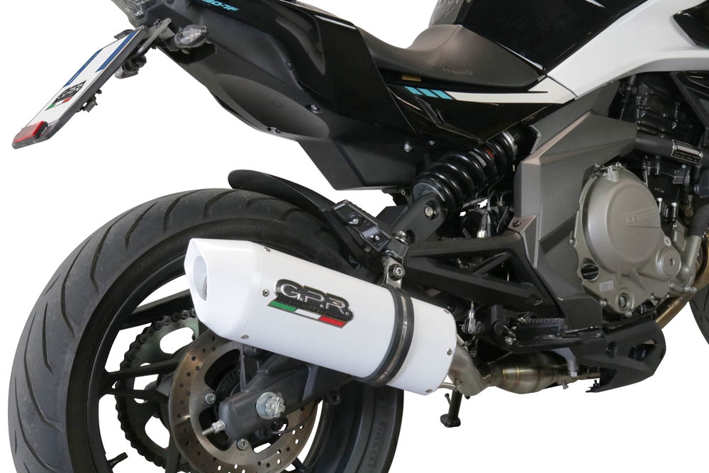 GPR exhaust compatible with Cf Moto 400 NK 2021-2023, Albus Evo4, Homologated legal slip-on exhaust including removable db killer, link pipe and catalyst 