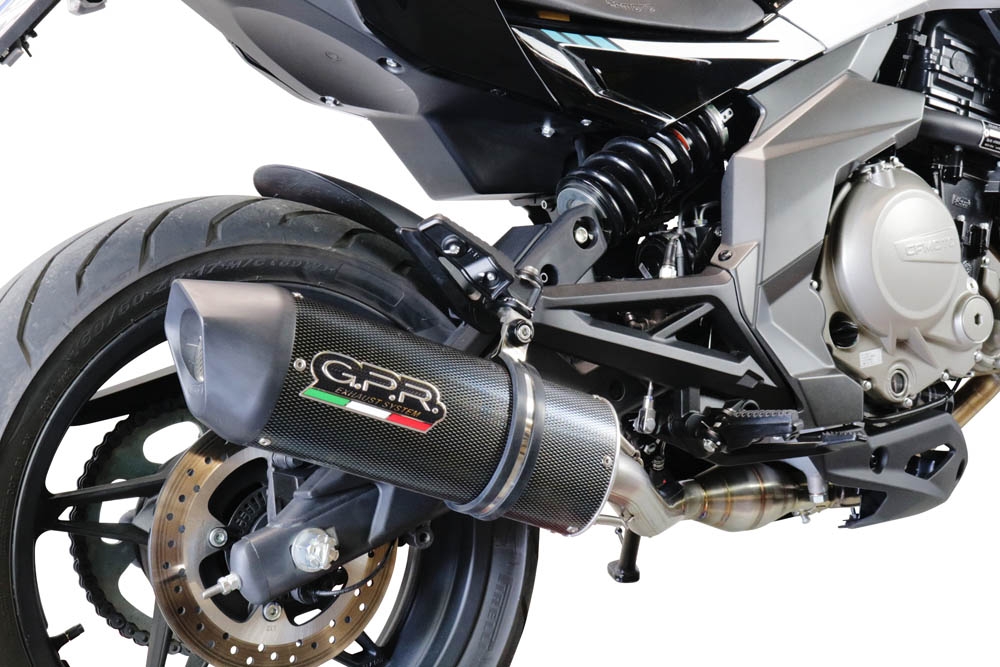 GPR exhaust compatible with Cf Moto 650 Nk 2021-2024, Furore Evo4 Poppy, Homologated legal slip-on exhaust including removable db killer, link pipe and catalyst 