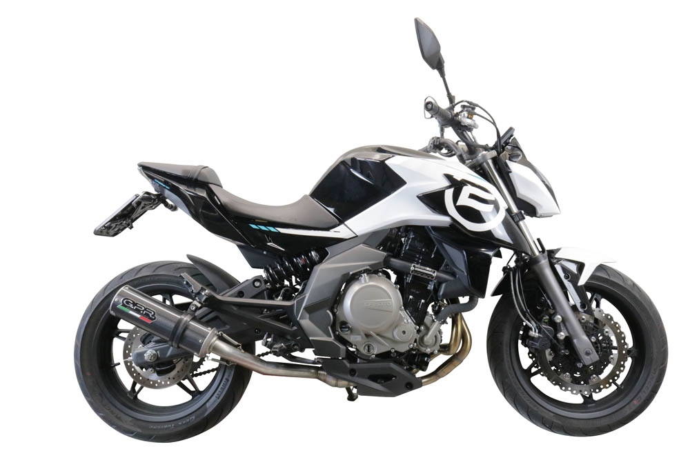 GPR exhaust compatible with Cf Moto 650 Nk 2021-2024, M3 Poppy , Homologated legal slip-on exhaust including removable db killer, link pipe and catalyst 