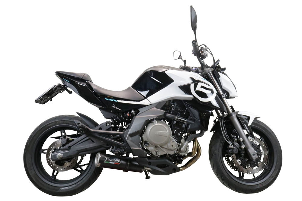 Exhaust compatible with Cf Moto 650 Nk 2021-2024, M3 Black Titanium, Slip-on exhaust including link pipe and removable db killer 