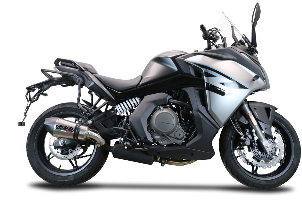 GPR exhaust compatible with  Cf Moto 650 Gt 2022-2024, New Grand Prix Evo Titanium, Slip-on exhaust including removable db killer and link pipe, EPA-compliant 