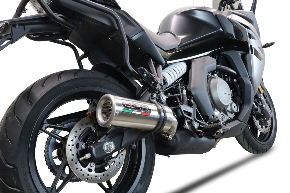 Exhaust compatible with Cf Moto 650 Gt 2025-2026, M3 Titanium Natural, Slip-on exhaust including removable db killer and link pipe, EPA-compliant 