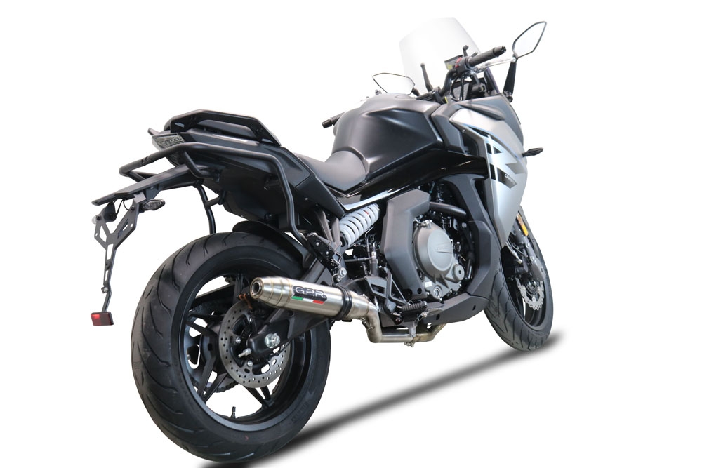 Exhaust compatible with Cf Moto 650 Gt 2022-2024, Deeptone Inox, Slip-on exhaust including link pipe and removable db killer 