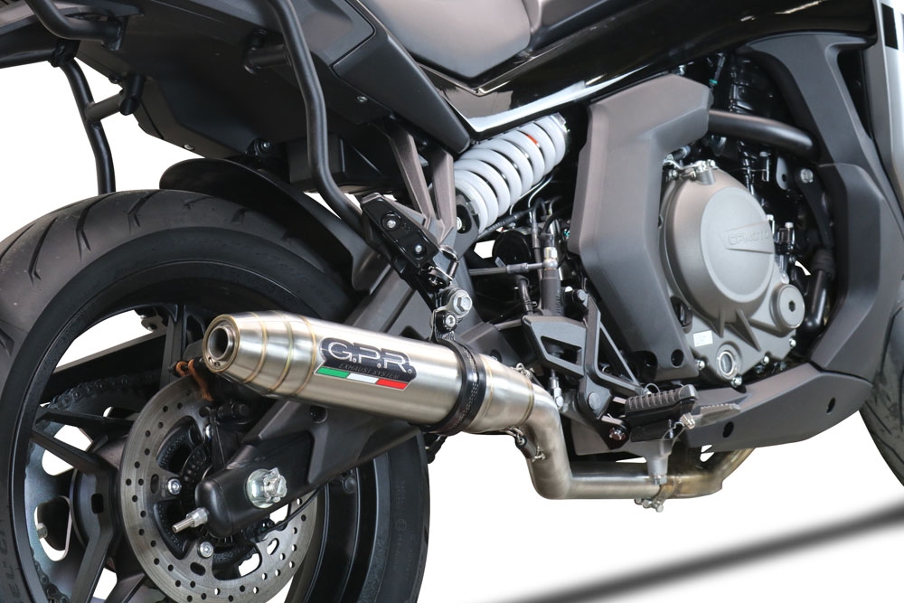 Exhaust compatible with Cf Moto 650 Gt 2022-2024, Deeptone Inox, Slip-on exhaust including link pipe and removable db killer 