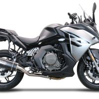 Exhaust compatible with Cf Moto 650 Gt 2022-2024, Furore Nero, Slip-on exhaust including link pipe and removable db killer 