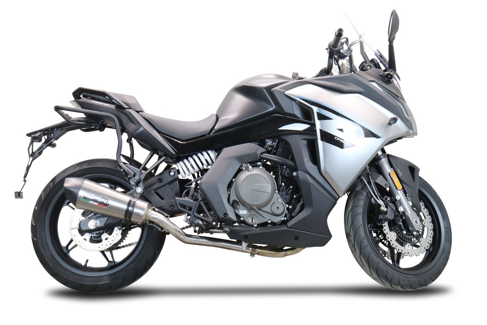 GPR exhaust compatible with  Cf Moto 650 Gt 2022-2024, New Grand Prix Evo Titanium, Slip-on exhaust including link pipe and removable db killer 