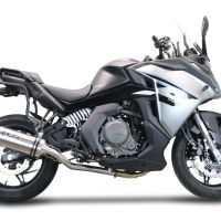 Exhaust compatible with Cf Moto 650 Gt 2022-2024, Satinox , Slip-on exhaust including link pipe and removable db killer 