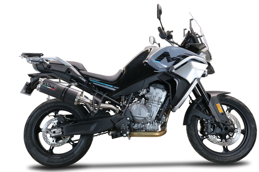 Exhaust compatible with Cf Moto 800 Mt Sport 2022-2024, Dual Poppy, Slip-on exhaust including removable db killer and link pipe, EPA-compliant 