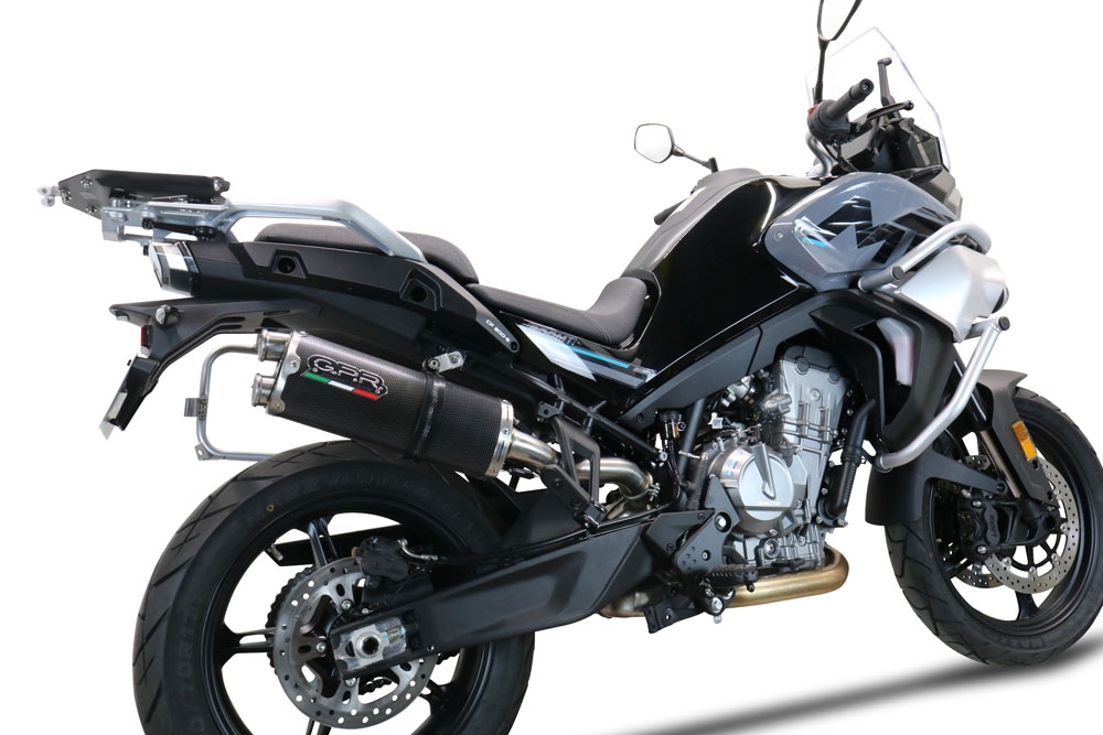 Exhaust compatible with Cf Moto 800 Mt Sport 2022-2024, Dual Poppy, Slip-on exhaust including removable db killer and link pipe, EPA-compliant 