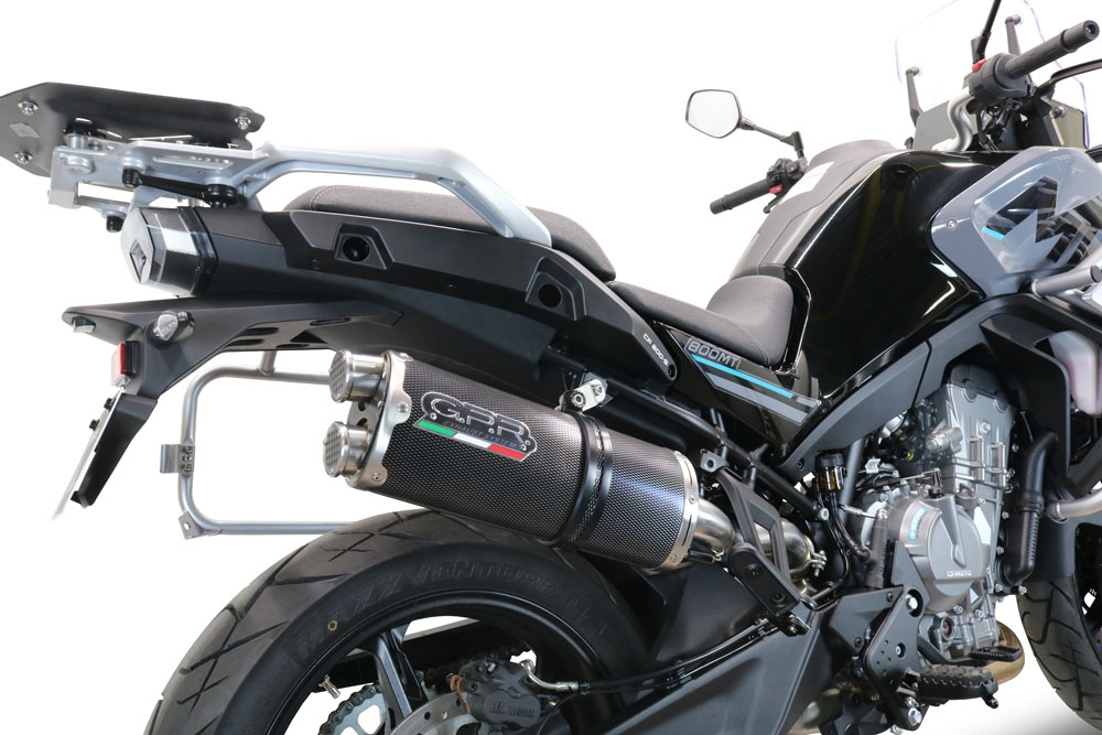 Exhaust compatible with Cf Moto 800 Mt Sport 2022-2024, Dual Poppy, Slip-on exhaust including removable db killer and link pipe, EPA-compliant 