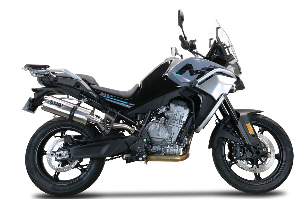 Exhaust compatible with Cf Moto 800 Mt Sport 2022-2024, Dual Inox, Slip-on exhaust including removable db killer and link pipe, EPA-compliant 