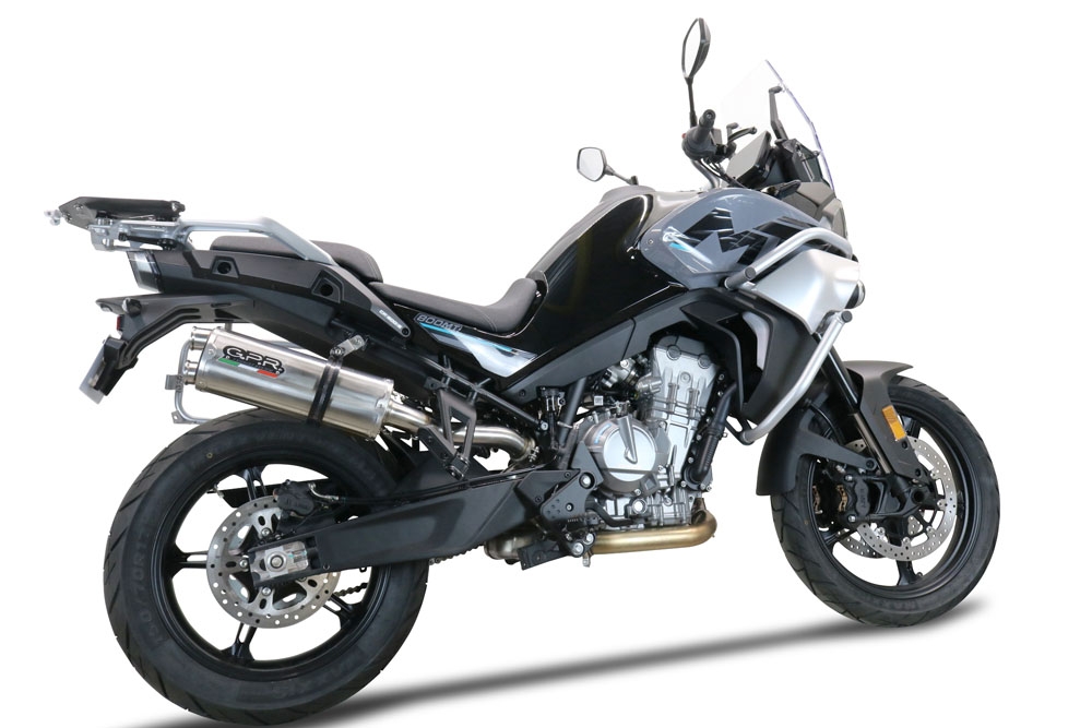 Exhaust compatible with Cf Moto 800 Mt Sport 2022-2024, Dual Inox, Slip-on exhaust including removable db killer and link pipe, EPA-compliant 
