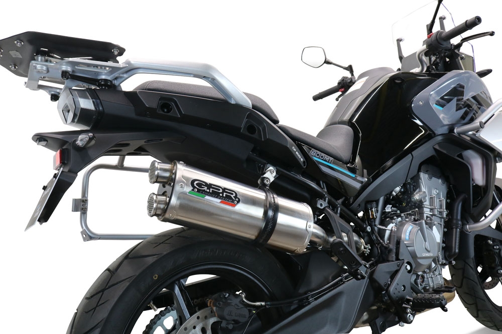 Exhaust compatible with Cf Moto 800 Mt Sport 2022-2024, Dual Inox, Slip-on exhaust including removable db killer and link pipe, EPA-compliant 