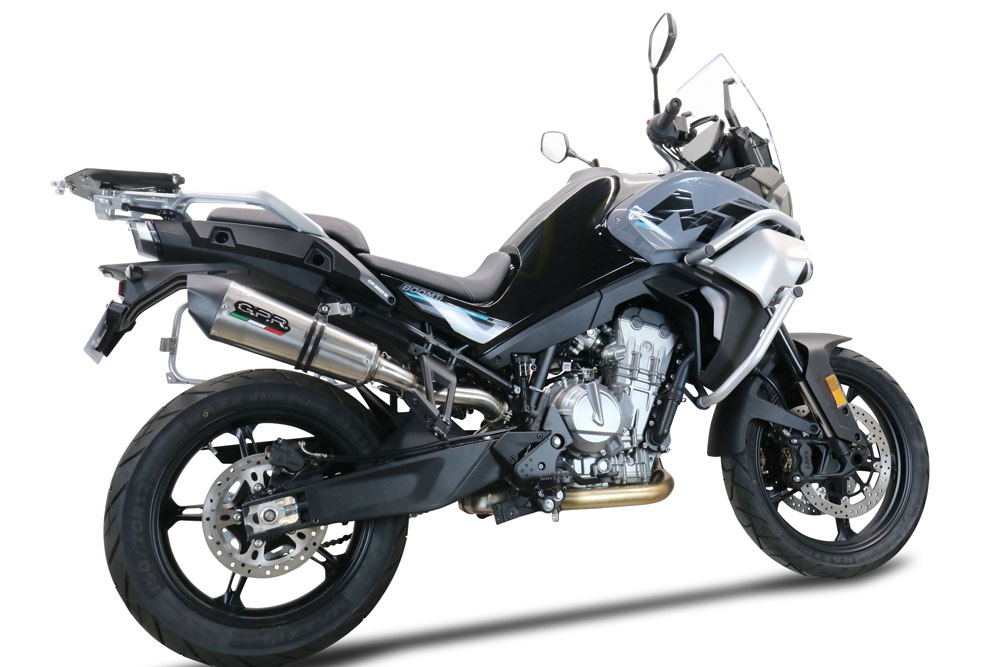 GPR exhaust compatible with  Cf Moto 800 Mt Sport 2022-2024, New Grand Prix Evo Titanium, Slip-on exhaust including removable db killer and link pipe, EPA-compliant 