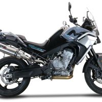 Exhaust compatible with Cf Moto 800 Mt Sport 2022-2024, Satinox , Slip-on exhaust including removable db killer and link pipe, EPA-compliant 