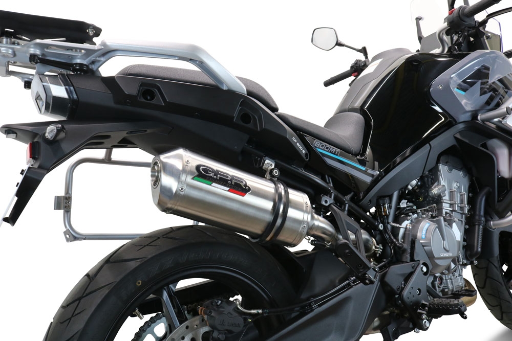 Exhaust compatible with Cf Moto 800 Mt Sport 2022-2024, Satinox , Slip-on exhaust including removable db killer and link pipe, EPA-compliant 