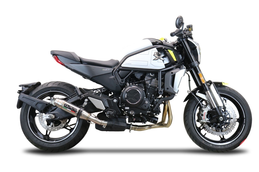 GPR exhaust compatible with Cf Moto 700 CL-X Adv 2022-2024, Deeptone Inox, Homologated legal slip-on exhaust including removable db killer and link pipe 