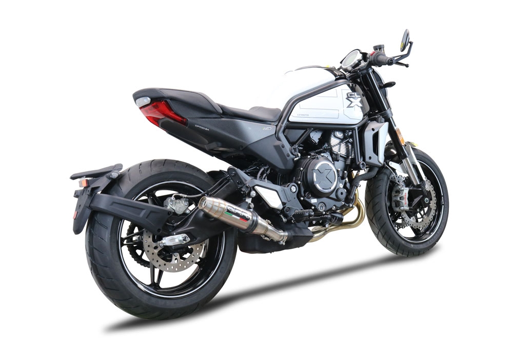 GPR exhaust compatible with Cf Moto 700 CL-X Adv 2022-2024, Deeptone Inox, Homologated legal slip-on exhaust including removable db killer and link pipe 