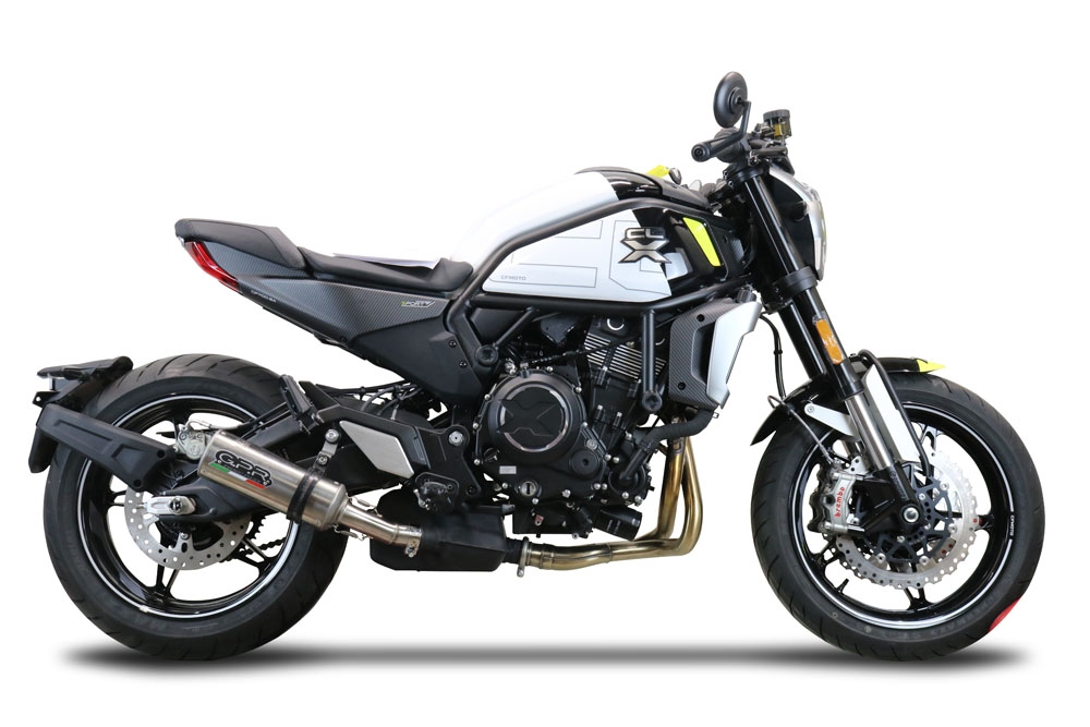 GPR exhaust compatible with Cf Moto 700 CL-X Sport 2025-2026, M3 Titanium Natural, Homologated legal slip-on exhaust including removable db killer and link pipe 